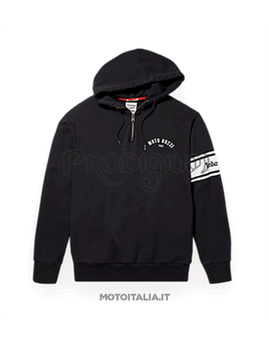 FELPA 1/2 ZIP CON CAPPUCCIO UOMO COL. NERO MOTO GUZZI X TIMBERLAND®