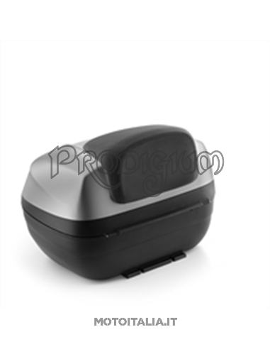 BAULE V100 GRIGIO CON SCHIENALE MARRONE DA 37 LT MOTO GUZZI