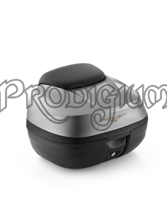 BAULE V100 GRIGIO CON SCHIENALE MARRONE DA 37 LT MOTO GUZZI