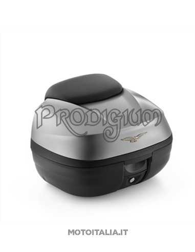 BAULE V100 GRIGIO CON SCHIENALE MARRONE DA 37 LT MOTO GUZZI