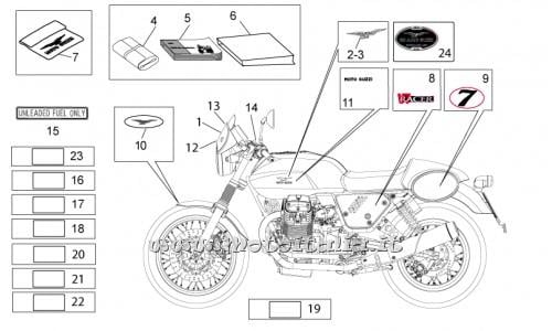 Ricambi Moto Guzzi-V7 Racer 750 2011-Decalco e Targhette