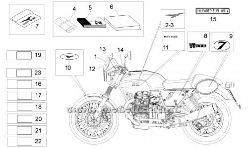 Ricambi Moto Guzzi-V7 Racer 750 2012-2013-Decalco e Targhette