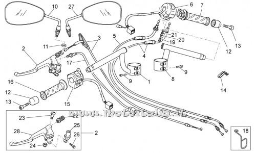 Parts Moto Guzzi V7-II ABS Racer 750 USA-CND-2016 Handlebar - commands