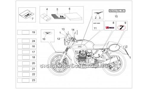ricambio per Moto Guzzi V7 Racer 750 USA-CND 2015 - Decalco codone dx-sx - 2H000427