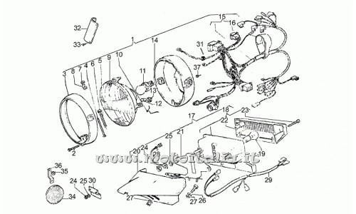 parts for Moto Guzzi 850 T3 and T4 derivatives Calif.-Pol.-850-CC-PA from 1979 to 1985 - Light ant. - GU31740520