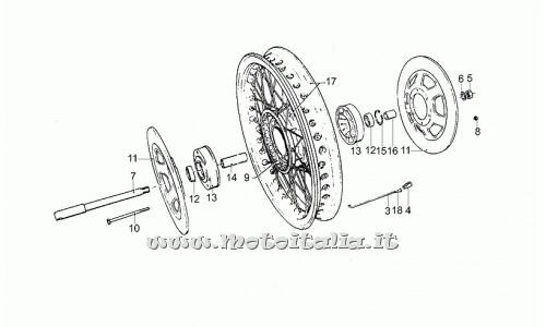 parts for Moto Guzzi 850 T3 and T4 derivatives Calif.-Pol.-850-CC-PA from 1979 to 1985 - front wheel - GU14610371