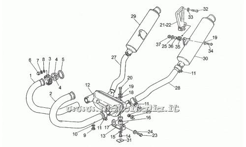 parts for Moto Guzzi 1100 Sport carburetor from 1994 to 1996 - exhaust pipe right - GU37120905