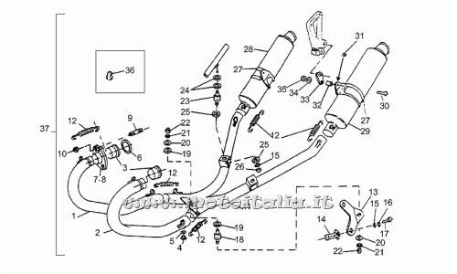 parts for Moto Guzzi 1100 Sport carburetor from 1994 to 1996 - exhaust pipe right - GU30120940