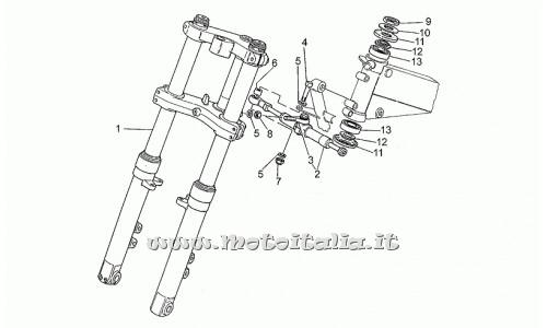 parts for Moto Guzzi 1100 Sport carburetor from 1994 to 1996 - front fork - GU37490206