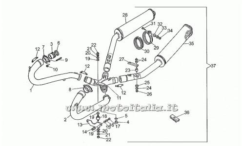 parts for Moto Guzzi 1100 Sport Corsa 1998-1999 - exhaust pipe right - GU01120940