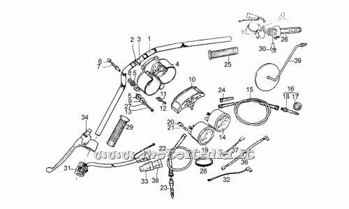 parts for Moto Guzzi 850 T3 and derivatives Calif. T4-Pol-CC-850 PA from 1979 to 1985 - Handlebar - GU17600300