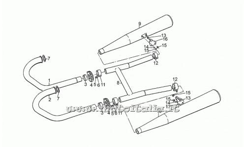 parts for Moto Guzzi Police VecchioTipo 850 from 1985 to 1989 - exhaust pipe left - GU14120906