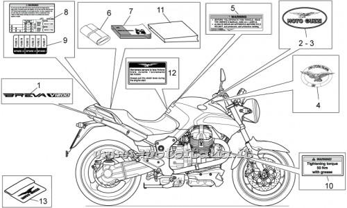 ricambio per Moto Guzzi Breva 1200 2007 - Decalco pressione pneumatici - GU05926030