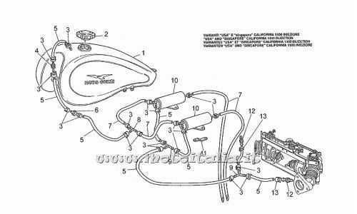Parts Moto Guzzi California 1100-1994-1997-plant fuel vapor recovery