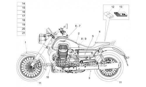 ricambio per Moto Guzzi California 1400 Custom ABS - Decalco protezione sx - 2B000032
