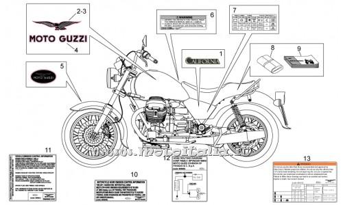 ricambio per Moto Guzzi California Aquila Nera 1100 2009-2011 - Decalco schema shed USA - 883922