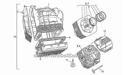ricambio per Moto Guzzi California III Carburatori 1000 1987-1993 - Cilindro con pistone cpl.dx - GU30060110