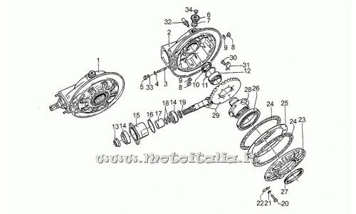 ricambio per Moto Guzzi California III Iniezione 1000 1990-1993 - Scatola trasmissione cpl. 7/33 - GU30350285