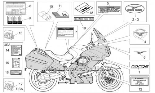 Motorcycle Parts Guzzi Norge 1200 IE-2006 to 2008-plates-decal-booklets