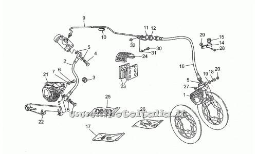 Parts Moto Guzzi 1989 to 1994-III 1000-ant.sx brake system - post