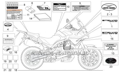 ricambio per Moto Guzzi Stelvio 1200 - NTX - ABS 1200 2009-2010 - Targhetta - AP8157631