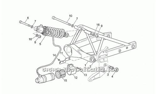 Moto Guzzi Parts-Le Mans-1100 Sport Naked 2001-2002 post-swingarm and suspension